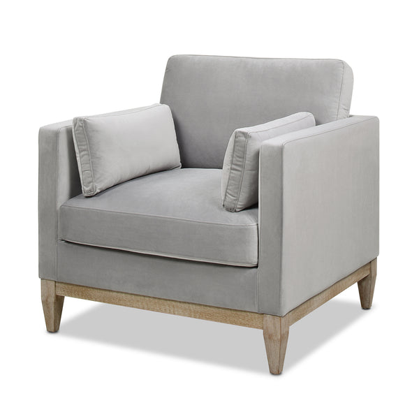 English Elm Jennifer Taylor Home - Knox 36" Plush Velvet Arm Chair In Opal Grey - Modern Farmhouse Design With Removable Cushions B2719P238324