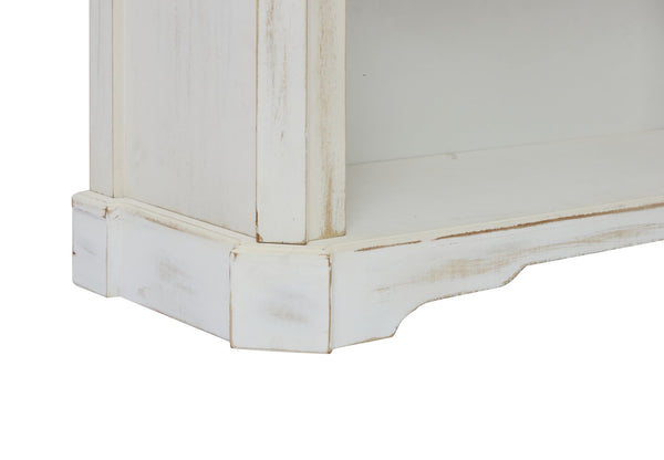 English Elm Antique Vintage White 4-Tier 65" Tall Bookcase - Distressed Carved MDF & Solid Wood Shelves for Home W3123P278008