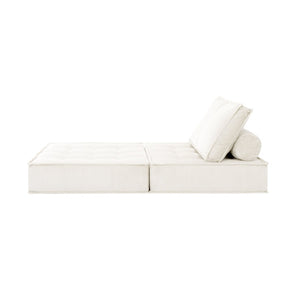 English Elm 33.4 Inch Modular Corduroy Lounge Chair with Spring Cushions for Compact Living Spaces White W3975P455224