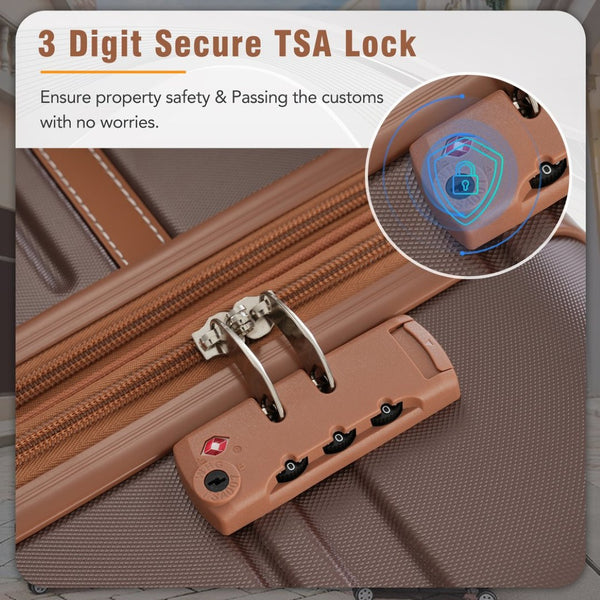 English Elm Hardshell Abs Spinner Luggage Set Four Piece Expandable Tsa Lock Travel Suitcases Brown N732P170218O
