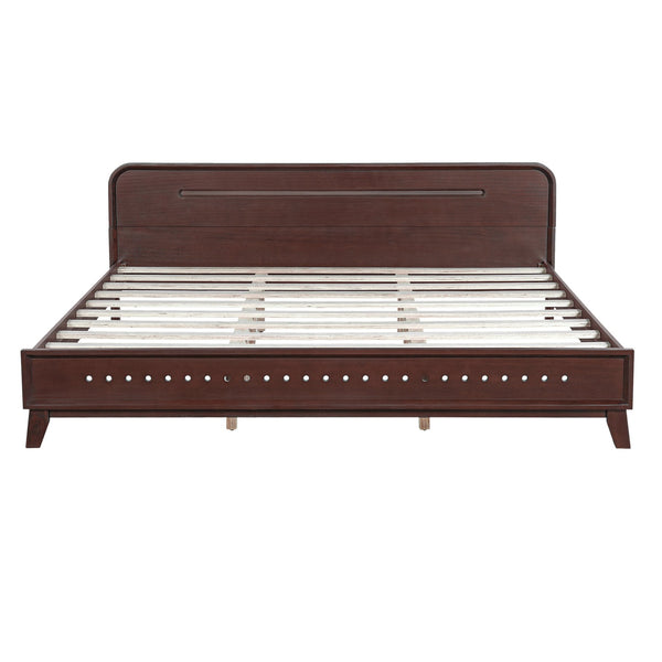 English Elm Christopher Knight Home® - Pine Solid Wood King Size Bed In Dark Walnut – Durable, Stylish, No Box Spring Needed, Easy Assembly N770P291026W_N770P291027W