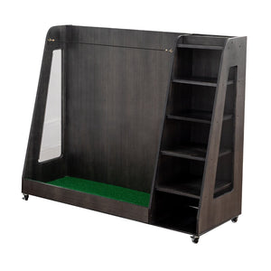 English Elm Gray Wooden Golf Organizer Rack with Drawers for Garage Club Bag Shoe Storage Gray W1422P296368