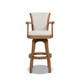 English Elm Williams 31In Swivel Bar Stool With Armrests, White Pepper Stain Resistant High Performance Polyester