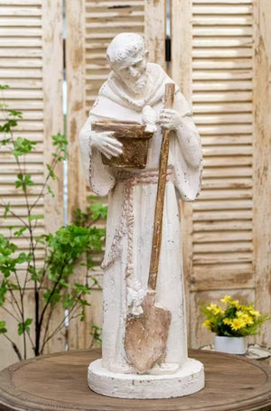 English Elm Sophisticated vintage white magnesium oxide sculpture for home, garden or office — elegant 37.4" art piece W2946P245522