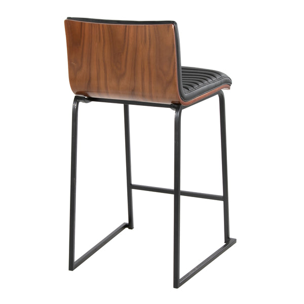 English Elm Mason 26" Contemporary Counter Stool Set Of 2 In Black Metal & Walnut Wood For Modern Living Spaces B202P222078