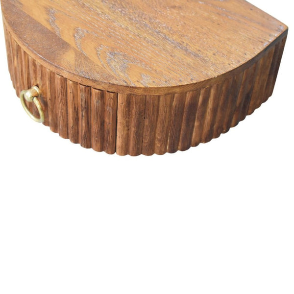 English Elm Artisan Solid Oak Wall Mounted Floating Nightstand with Ring Pull Handcrafted Finish B182P442344