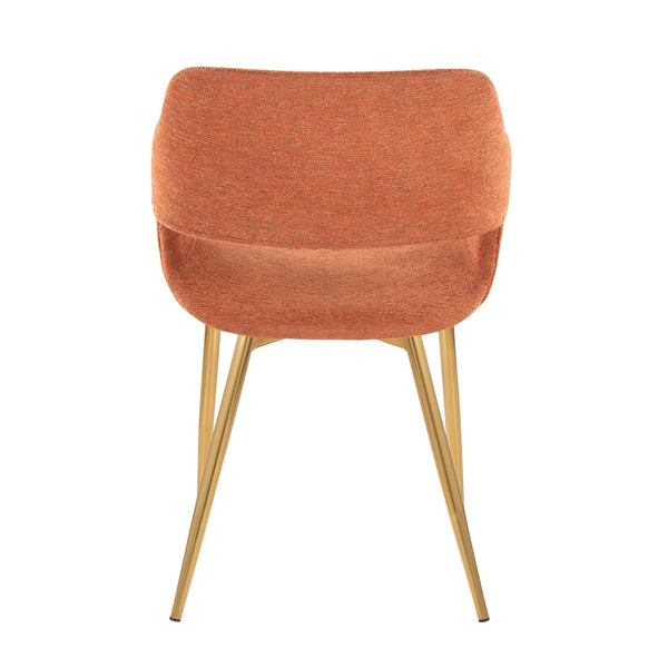 English Elm Margarite Contemporary Dining/Accent Chairs Set Of 2 - Gold Metal & Orange Fabric, Chic Comfort! B202S01264