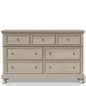 English Elm Seven Drawer Dresser Solid Wood & MDF Construction with Ample Storage, Transitional Design, Top Seller Finish Antique Gray 63.25 L x 21 W x 37 H B2699P208273