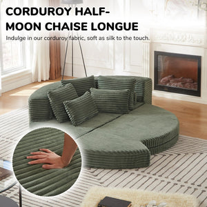 English Elm 78.5-inch Corduroy Modular Convertible Sofa Bed with Circular Lounger Design W834P385982