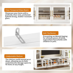 English Elm Entertainment Wall Unit with Glass Doors Open Shelving Mdf Living Room Storage White N710S688100K