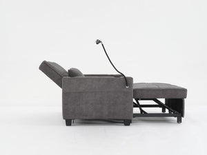 English Elm Futon 3-in-1 Convertible Pull-Out Sleeper Chair with USB-C & USB Port, Cup Holders, Dark Grey Tech Cloth W1829S00012