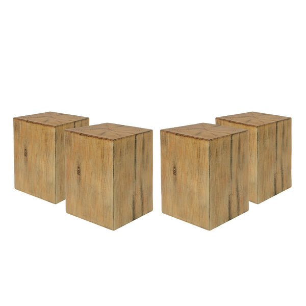 English Elm Christopher Knight Home® - Wood-Look Square-Column End Table - Rustic Distressed Finish For Indoor & Outdoor Versatility, H18" N770P291199N