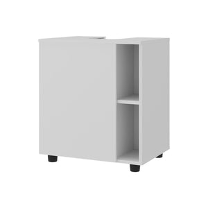 English Elm Parade Under Pedestal Sink Cabinet with 1 Door & 5 Open Compartments, Melamine Scratch-Resistant Storage White 27.17 L x 21.66 W x 5.91 H B128P375295