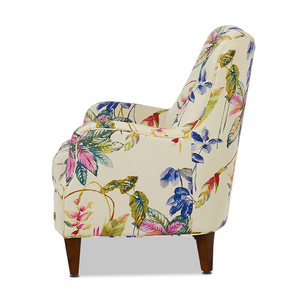 English Elm Jennifer Taylor Home - Paradise Upholstered Arm Chair - Elegant Off-White Floral Cotton Accent For Living Rooms & Bedrooms B2719P238243