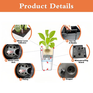English Elm Pack of 2 Tall Square Faux Rattan Outdoor Planters with Self Watering System White W3213P325418