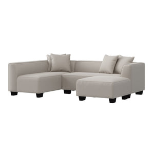 English Elm Marston Corduroy L-shape Sectional Sofa Deep Seating Six Seat Modern Living Room Gray B127S00001