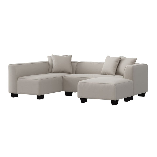 English Elm Marston Corduroy L-shape Sectional Sofa Deep Seating Six Seat Modern Living Room Gray B127S00001