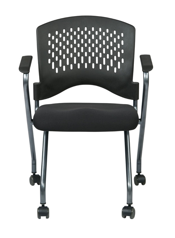 OSP Home Furnishings Soft-flex Frame Folding Visitor Chair with Ventilated Back for Office Reception Coal 84330-30