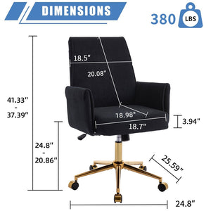 English Elm Mid-back Ergonomic Office Chair Striped Fabric Memory Foam Gold Base Home Study W2311P282366