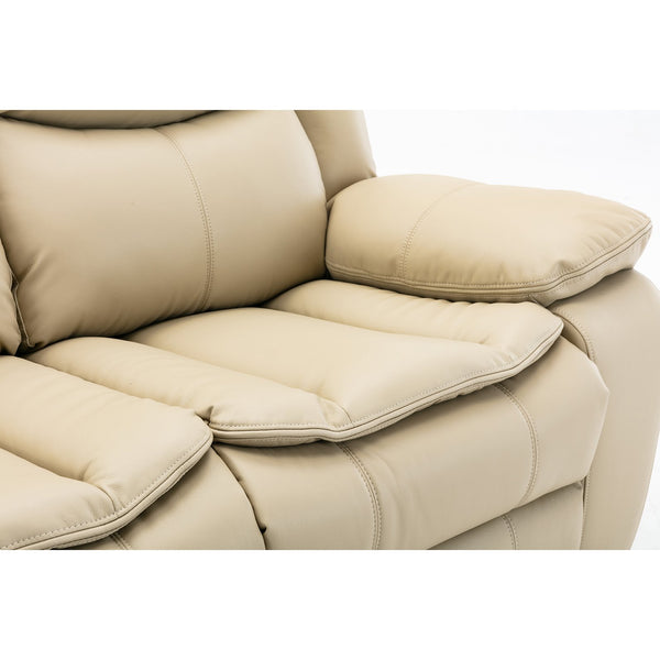 English Elm 1+2+3 Leather reclining sectional set with pocket springs, pillow-top arms, storage, solid frame comfort Cream W791S00004