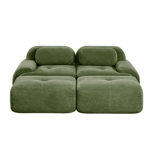 English Elm 2-seat Modular Corduroy Sofa Ergonomic Curved Design with Resilient Cushioning for Living Rooms Olive Green W714S01256
