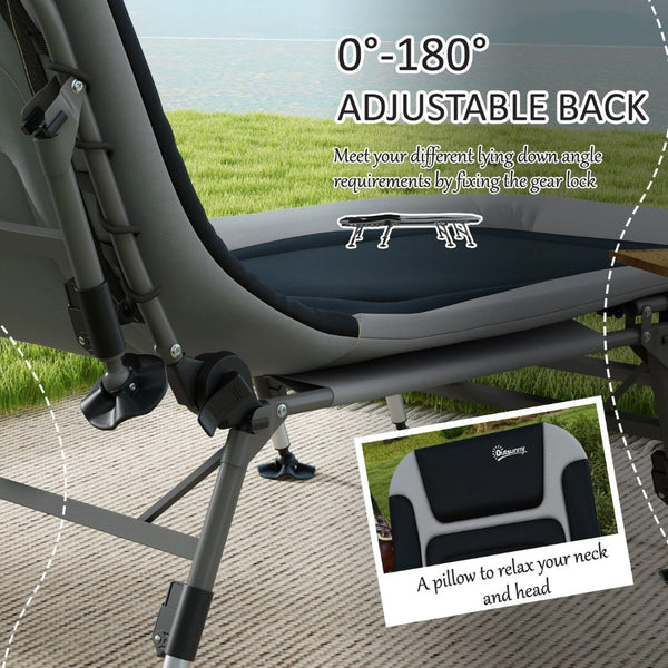 English Elm Outsunny Camping Cot For Adults - Heavy-Duty Folding Bed With Cushions, Adjustable Lounger & 400 Lbs Capacity W2225P200559-GIGA