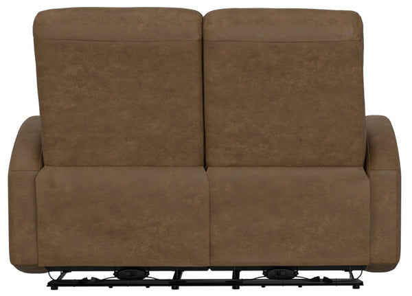 English Elm Beige Manual Reclining Loveseat with Dual Contoured Seats for Compact Living Spaces Brown B361P484466