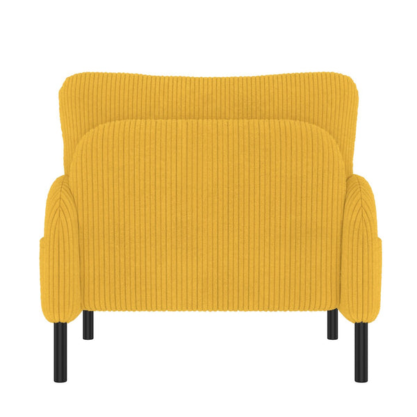 English Elm UNITED Corduroy Accent Chair with Ergonomic Curve, High-Density Foam Seat & Dual Side Pockets for Cozy Living Spaces Yellow W1568P307260
