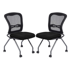 OSP Home Furnishings Soft-flex Pro-line Ii Ergonomic Folding Chair with Mesh Back and Lumbar Support Black 84220-R107