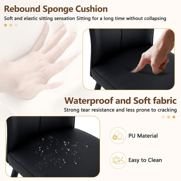 English Elm Table Set: Modern Walnut Grain Dining Table With 8 Black Pu Chairs For Stylish Comfort & Storage W1151S04287-GIGA