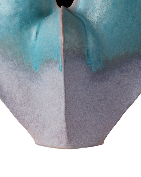 Currey & Company Free-form Blue Vase - Hand-thrown Porcelain With Unique Seed Pod Shape, Turquoise Glaze Finish Blue Porcelain 1200-0997-currey-company