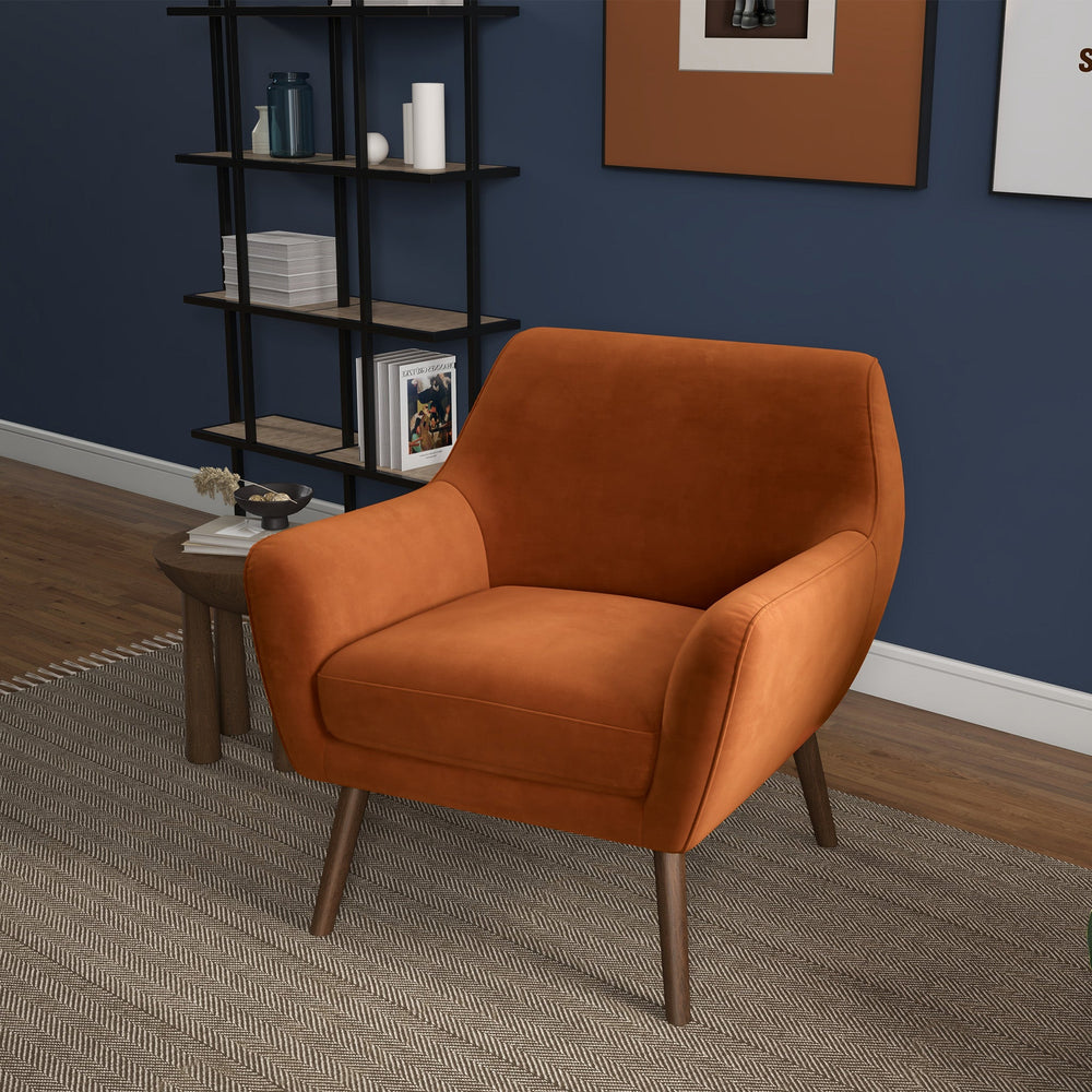 English Elm Ashcroft Furniture - Panom Burnt Orange Velvet Lounge Chair – Performance Velvet Upholstered, Solid Wood Frame, Plush Comfort (96) B183P301091