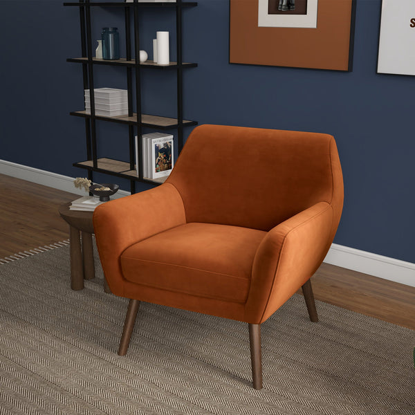 English Elm Ashcroft Furniture - Panom Burnt Orange Velvet Lounge Chair – Performance Velvet Upholstered, Solid Wood Frame, Plush Comfort (96) B183P301091