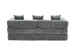 English Elm UNITED Folding Sofa Bed with Removable Cover Zipper, Chenille Memory Foam Sleeper for Small Spaces Gray W1568P293808