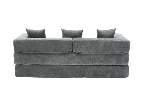 English Elm UNITED Folding Sofa Bed with Removable Cover Zipper, Chenille Memory Foam Sleeper for Small Spaces Gray W1568P293808
