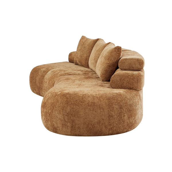 English Elm 122" Curved Modular Sectional Sofa Cloud Fill Polyester Upholstered Living Room Seating Pumpkin Yellow N771P396326C_N771P396327C