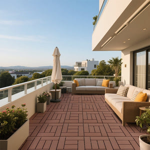 English Elm 12-inch Interlocking Pp Deck Tiles Snap Together for Patio Balcony or Courtyard 44 Sq Ft W3022P251853