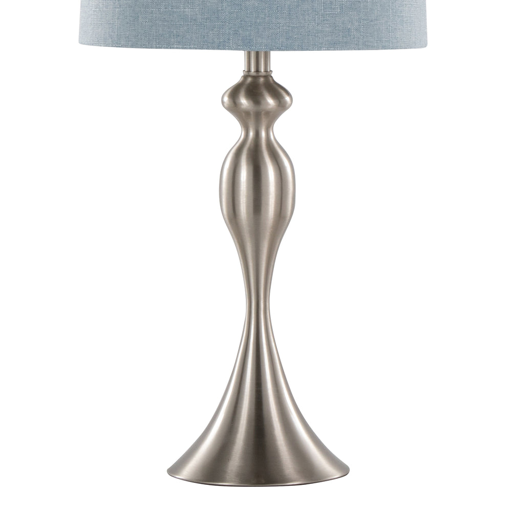 English Elm Ashland Elegant 27" Contemporary Metal Table Lamp Set of 2 with Textured Linen Shades and Curvaceous Silhouette Grey B202P224087