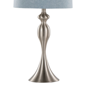 English Elm Ashland Elegant 27" Contemporary Metal Table Lamp Set of 2 with Textured Linen Shades and Curvaceous Silhouette Blue B202P224086