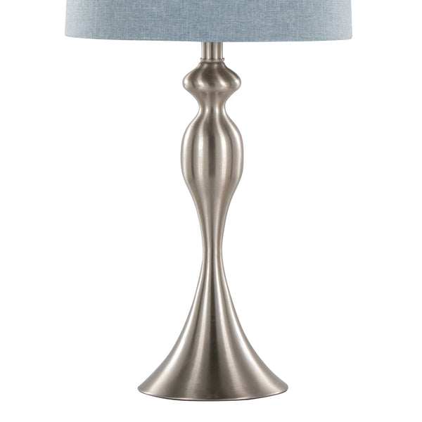 English Elm Ashland Elegant 27" Contemporary Metal Table Lamp Set of 2 with Textured Linen Shades and Curvaceous Silhouette Blue B202P224086