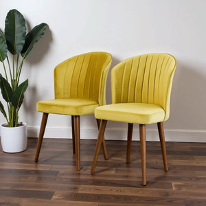 English Elm Ashcroft Furniture - Parsons Velvet Dining Chair Set of 2 with Solid Wood Tapered Legs, Full Back Comfort & Durable Fabric Gold B183P281183