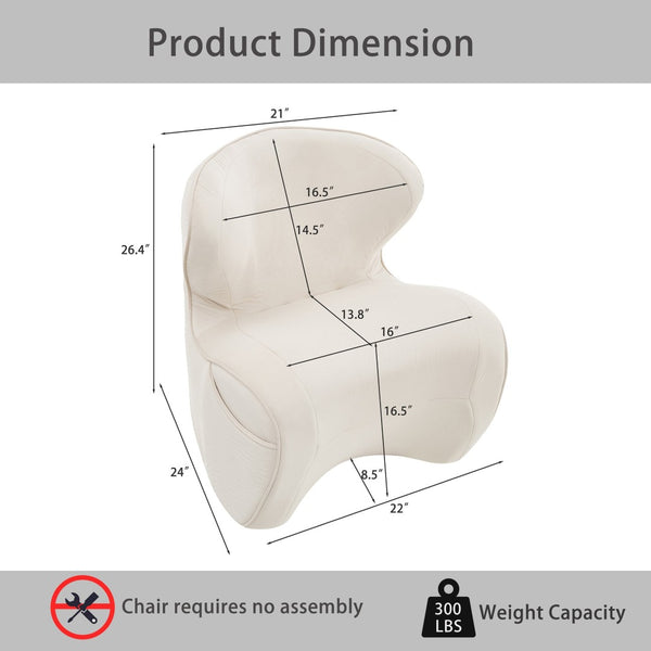 English Elm Ergonomic Floor Chair Velvet Upholstered Lumbar Support Seat for Reading Nook or Lounge Beige W1097P462002