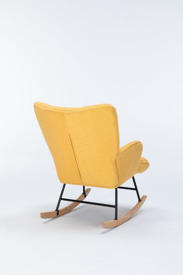 English Elm Rocking Glider Chair Teddy Upholstered High Back Nursery Accent Seat Modern Style B205P205671
