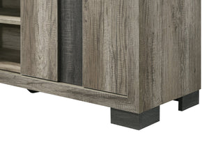 English Elm 1pc Modern Entertainment Console with Industrial Edge, Grey Wood Finish, Open Shelf & Two Drawers Brown Grey 19.69 L x 75 W x 26.38 H B2741P295455
