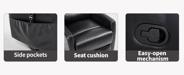 English Elm Heat Massage Rocker Recliner with 360 Swivel Fabric Upholstery for Living Room Comfort Black W3224P505201