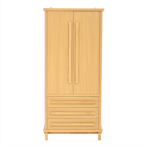 English Elm 70" Tall Pantry Cabinet Rubberwood Legs Three Drawers Six Door Shelves Kitchen Storage Natural N762P326960N
