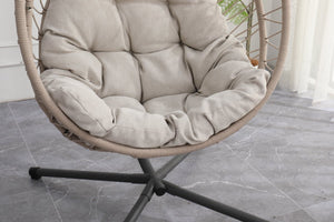English Elm Outdoor Egg Hanging Chair with Stand Linen Gray - Cozy Wicker Swing, 350lb Sturdy Frame, Indoor/Outdoor Comfort W2500P288868