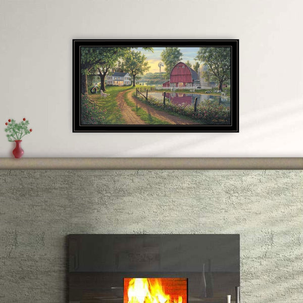 English Elm Trendy Decor 4u Pastoral Landscape Wood Framed Canvas Print for Farmhouse Living Rooms B06787747