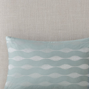 JLA Home Harbor House Blue - Oblong Maya Bay Seafoam Blue Embroidered Decorative Pillow, 100% Cotton, OEKO‑TEX, Coastal Accent HH30-1230A