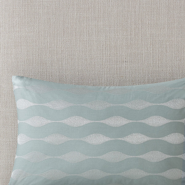 JLA Home Harbor House Blue - Oblong Maya Bay Seafoam Blue Embroidered Decorative Pillow, 100% Cotton, OEKO‑TEX, Coastal Accent HH30-1230A